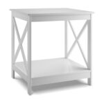 2 Tier X Design Side Table with Open Shelf