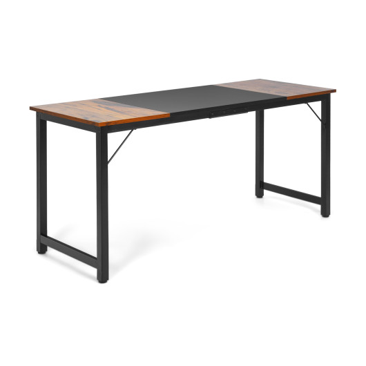 63 Inch Rustic Brown and Black Splice Computer Desk 3 63 Inch Rustic Brown and Black Splice Computer Desk - Image 3
