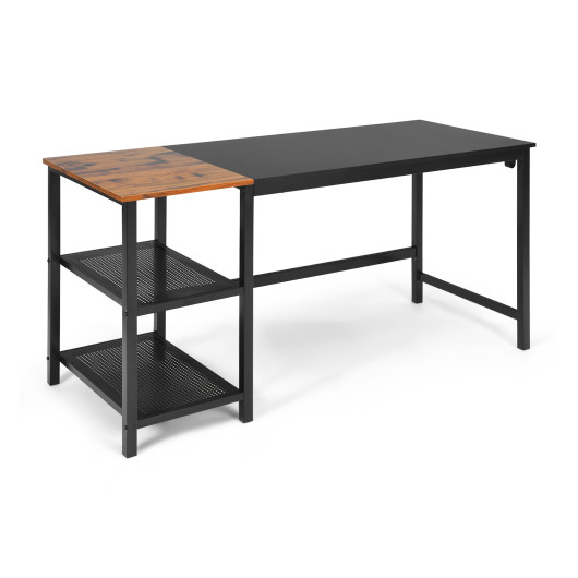 Industrial 59 Inch Computer Desk with Shelves and Side Hook 3 Industrial 59 Inch Computer Desk with Shelves and Side Hook - Image 3