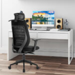 Adjustable Mesh Office Chair with Headrest, Armrests, and Clothes Hanger