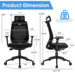 Adjustable Mesh Office Chair with Headrest, Armrests, and Clothes Hanger