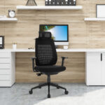 Adjustable Mesh Office Chair with Headrest, Armrests, and Clothes Hanger