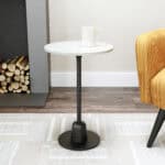 White Marble Top Side Table with Black Cast Aluminum Base 9 White Marble Top Side Table with Black Cast Aluminum Base
