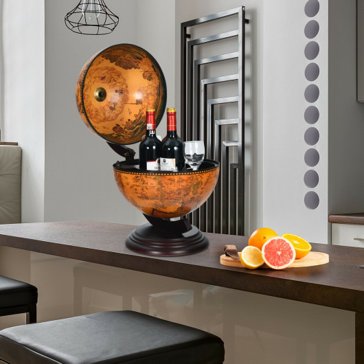 19 Inch Tabletop Globe Wine Cabinet with Vintage Map Design 7 19 Inch Tabletop Globe Wine Cabinet with Vintage Map Design - Image 7