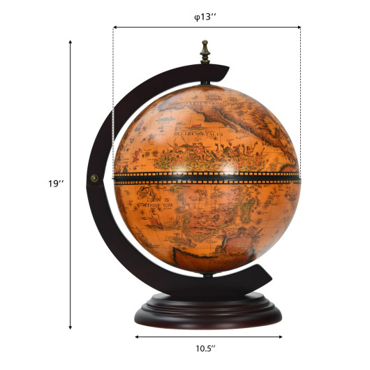19 Inch Tabletop Globe Wine Cabinet with Vintage Map Design 4 19 Inch Tabletop Globe Wine Cabinet with Vintage Map Design - Image 4