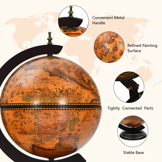 19 Inch Tabletop Globe Wine Cabinet with Vintage Map Design 5 19 Inch Tabletop Globe Wine Cabinet with Vintage Map Design - Image 5