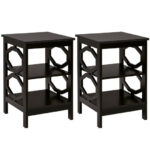 3 Tier Multifunctional End Table with Storage Shelves (Set of 2)