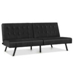 Convertible PU Leather Futon Sofa Bed with Adjustable Backrest