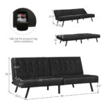 Convertible PU Leather Futon Sofa Bed with Adjustable Backrest