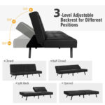 Convertible PU Leather Futon Sofa Bed with Adjustable Backrest