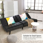 Convertible PU Leather Futon Sofa Bed with Adjustable Backrest