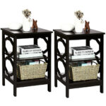 3 Tier Multifunctional End Table with Storage Shelves (Set of 2)