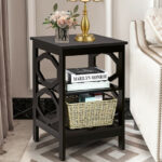 3 Tier Multifunctional End Table with Storage Shelves (Set of 2)