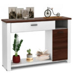 48 Inch Console Table with Drawer Cabinet and Adjustable Shelf