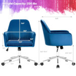 Velvet Swivel Office Armchair with Adjustable Height and Cushion