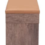 Brown Faux Leather Storage Bench with Hidden Compartment (Set of 2)