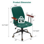 Velvet Office Chair with Wooden Armrests and Rocking Backrest