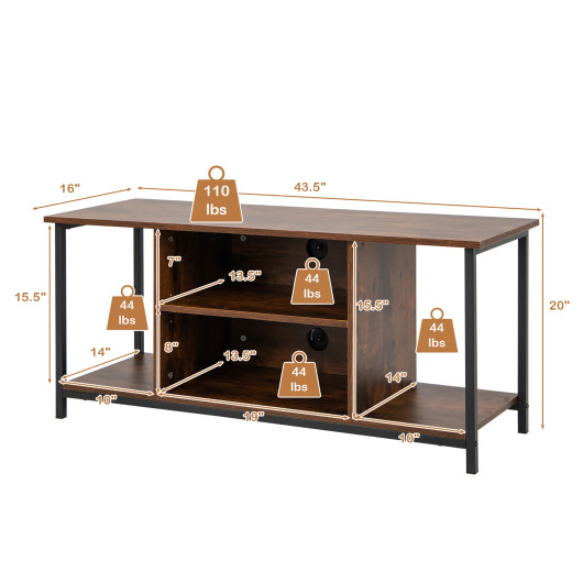 Industrial Rustic TV Stand with Adjustable Shelf and Cable Holes 4 Industrial Rustic TV Stand with Adjustable Shelf and Cable Holes - Image 4
