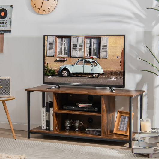 Industrial Rustic TV Stand with Adjustable Shelf and Cable Holes 6 Industrial Rustic TV Stand with Adjustable Shelf and Cable Holes - Image 6