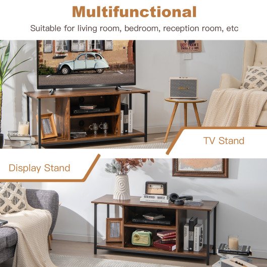 Industrial Rustic TV Stand with Adjustable Shelf and Cable Holes 2 Industrial Rustic TV Stand with Adjustable Shelf and Cable Holes - Image 2