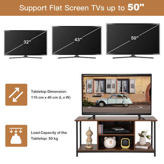 Industrial Rustic TV Stand with Adjustable Shelf and Cable Holes 5 Industrial Rustic TV Stand with Adjustable Shelf and Cable Holes - Image 5
