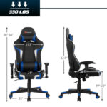 Ergonomic Swivel Reclining Gaming Chair with Massage, Lumbar Support, and Adjustable Backrest