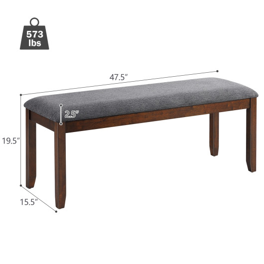 Elegant Upholstered Bench with Wood Legs and Wide Seat 5 Elegant Upholstered Bench with Wood Legs and Wide Seat - Image 5