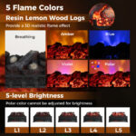 3D Flame Infrared Quartz Electric Fireplace with Adjustable Colors
