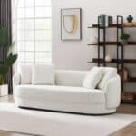 Cream Boucle Modern Sofa with Removable Legs and Comfort