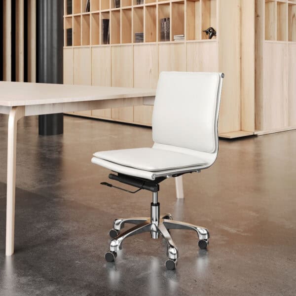 Ergonomic Armless Office Chair with Adjustable Height and Faux Leather