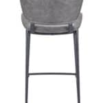 Vintage Gray Faux Leather Barstool with Tufted Seat and Steel Frame