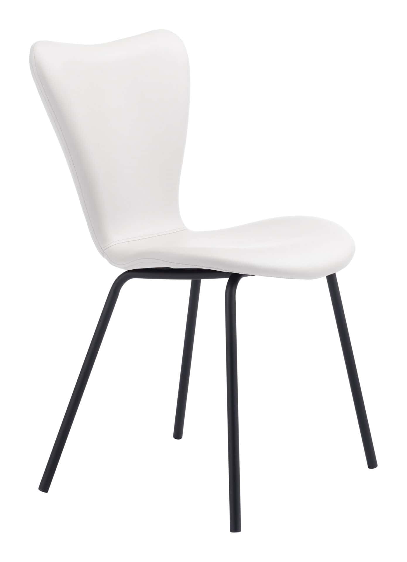 White Mid-Century Modern Faux Leather Dining Chair (Set of 2) 8 White Mid-Century Modern Faux Leather Dining Chair (Set of 2) - Image 8
