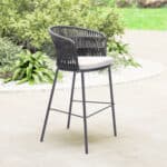Black Outdoor-Indoor Barstools with Armrest and Footrest (Set of 2)