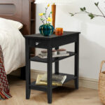 Space-Saving End Table with Drawer and 2 Open Shelves