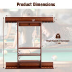 Wall-Mounted Pine Wood Billiards Pool Cue Rack with Shelves