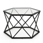 Modern Geometric Glass Coffee Table with Black Metal Base 8 Modern Geometric Glass Coffee Table with Black Metal Base