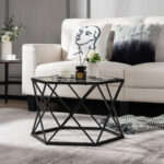 Modern Geometric Glass Coffee Table with Black Metal Base 13 Modern Geometric Glass Coffee Table with Black Metal Base
