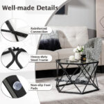 Modern Geometric Glass Coffee Table with Black Metal Base 12 Modern Geometric Glass Coffee Table with Black Metal Base