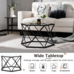 Modern Geometric Glass Coffee Table with Black Metal Base 10 Modern Geometric Glass Coffee Table with Black Metal Base