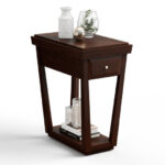 Rustic Rubber Wood End Table with Drawer and Bottom Shelf 10 Rustic Rubber Wood End Table with Drawer and Bottom Shelf
