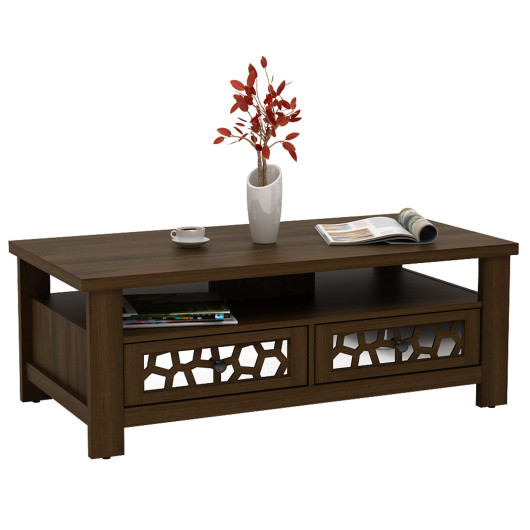 Modern Coffee Table with Storage Drawers and Open Shelf 4 Modern Coffee Table with Storage Drawers and Open Shelf - Image 4