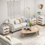 Modern White End Table with 2 Rattan Drawers 13 Modern White End Table with 2 Rattan Drawers