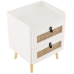 Modern White End Table with 2 Rattan Drawers 11 Modern White End Table with 2 Rattan Drawers