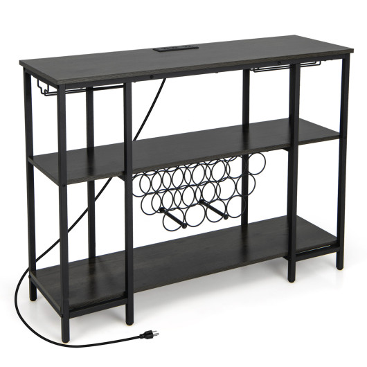 Industrial Wine Rack Cabinet with Shelves and Built-in Charging Station 3 Industrial Wine Rack Cabinet with Shelves and Built-in Charging Station - Image 3