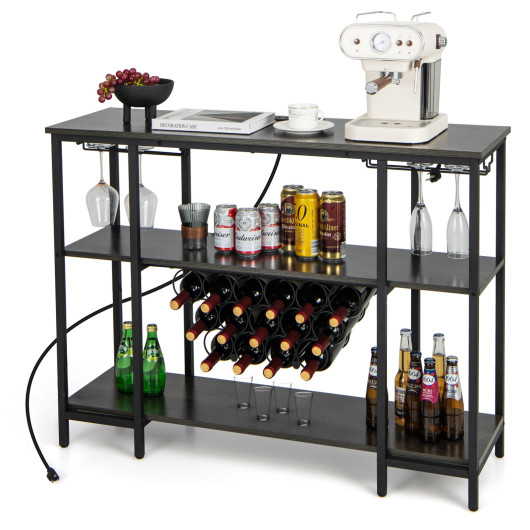 Industrial Wine Rack Cabinet with Shelves and Built-in Charging Station 4 Industrial Wine Rack Cabinet with Shelves and Built-in Charging Station - Image 4