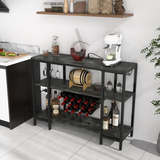 Industrial Wine Rack Cabinet with Shelves and Built-in Charging Station 2 Industrial Wine Rack Cabinet with Shelves and Built-in Charging Station - Image 2