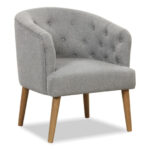 Gray Upholstered Tub Chair with Rubber Wood Legs and Foot Pads 10 Gray Upholstered Tub Chair with Rubber Wood Legs and Foot Pads