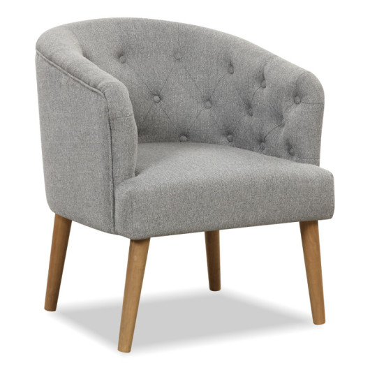 Gray Upholstered Tub Chair with Rubber Wood Legs and Foot Pads 3 Gray Upholstered Tub Chair with Rubber Wood Legs and Foot Pads - Image 3