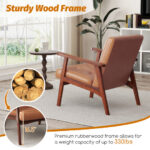 Mid Century Modern Leather Accent Chair with Wooden Frame 14 Mid Century Modern Leather Accent Chair with Wooden Frame