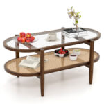 2-Tier Coffee Table with Glass Top and Acacia Wood Frame 18 2-Tier Coffee Table with Glass Top and Acacia Wood Frame